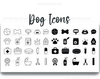 Outline/Filled Dog Icon Set [40 icons - filled and outline] for Instagram, Website, Journal, Blog, Branding | SVG, PNG, JPG
