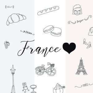Handritade franska parisiska Eiffel-macarons doodle digital nedladdning Svg Png Eps Pdf