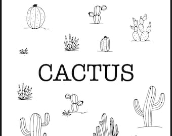 Cute Hand Drawn Cactus Doodle Digital Download Svg Png Eps Pdf