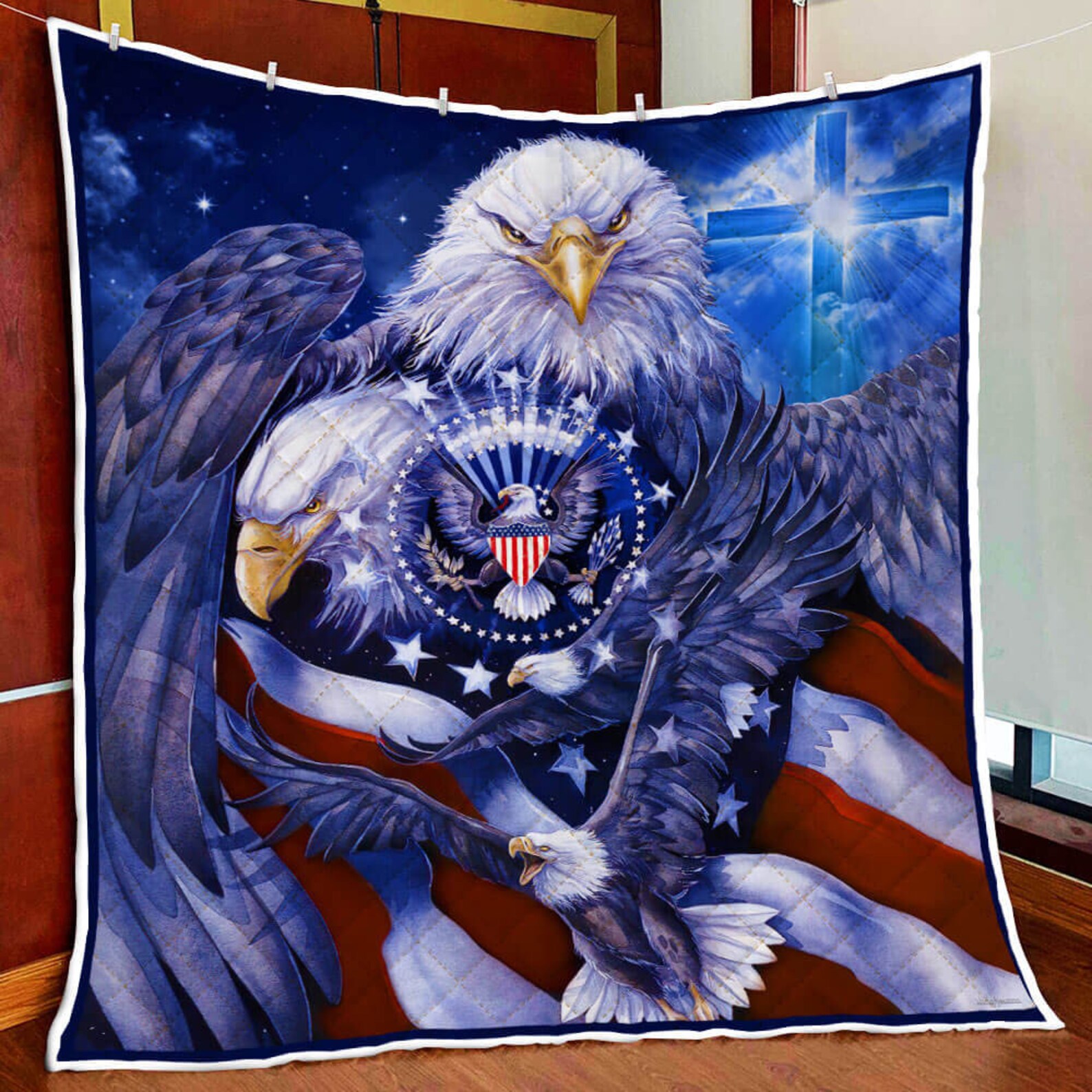 God Bless America. Eagle Mink Sherpa Blanket/Fleece Etsy