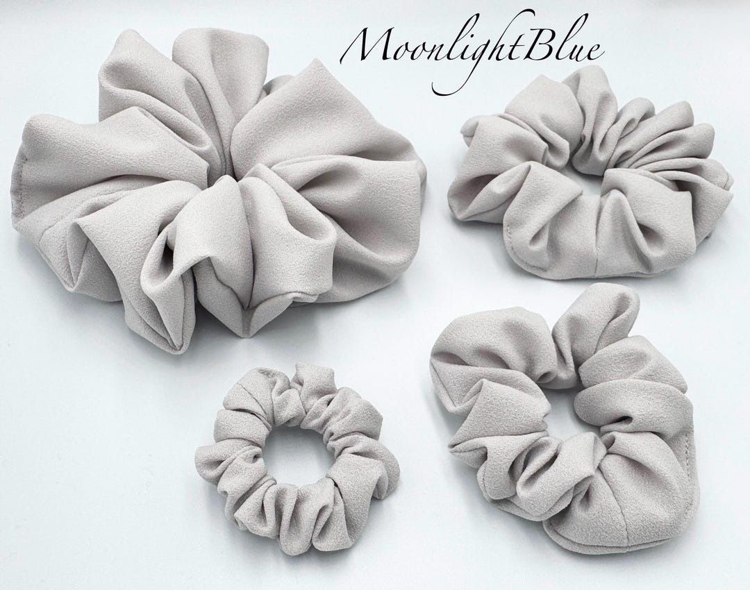 Light Grey Pebble Crepe Hair Scrunchie, Hair Scrunchie, Oversized ...