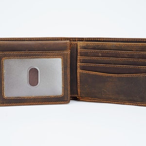 MONEDERO PARA HOMBRE PERSONALIZADO, Cartera de tarjeta de crédito, Regalos personalizados de cartera de cuero de vaca genuino para marido, Cartera de padrinos de cuero marrón