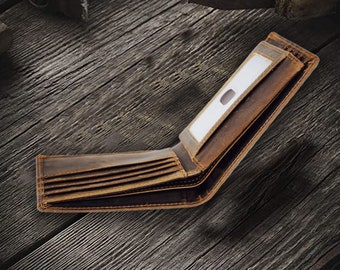 Personalized Leather Wallet, Engraved Groomsmen Gift