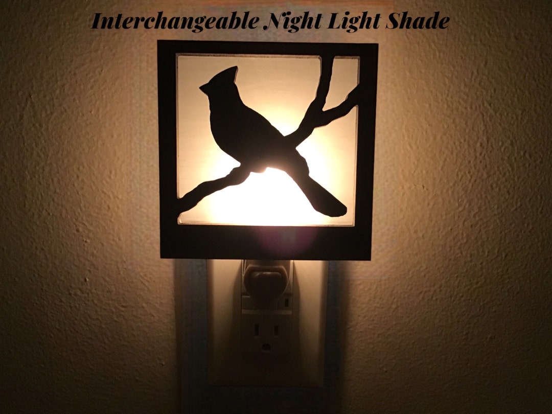 Night Light With Interchangeable Cardinal Shade, Bird Home Decor, Memorial Gift of Comfort and