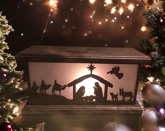 Nativity Scene Wood Nightlight/Accent Table Lamp, Unique Christmas Decor, Nativity Collector, Christian or Religious Gift, Christmas Lamp