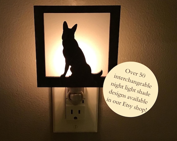 Swivel Night Light with Interchangeable German Shepherd Shade, Gift for Shepherd Mom or Dad, K9 Police Dog Decor, German Shepherd Owner Gift