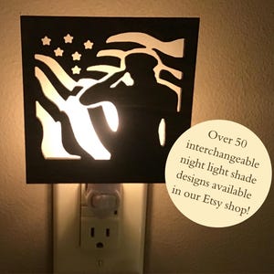 Swivel Night Light w/ Interchangeable Soldier & American Flag Shade, Patriotic Decor, Veteran Gift, Military Tribute Gift, Gold Star Family