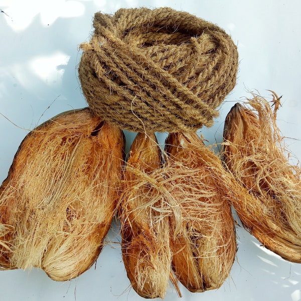 100% Natural Coconut coir rope Coconut Fiber rope For Making Toys Art & Crafts, Strings, Hanging lamps, parrot toy etc