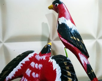 Handmade wooden Ornaments carving bird painting Decorations creative colorful Gifts