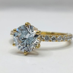 2 Ct Round Cut Moissanite Anniversary Ring 14k Solid Gold Moissanite Ring for Women Diamond Engagement Ring for Women