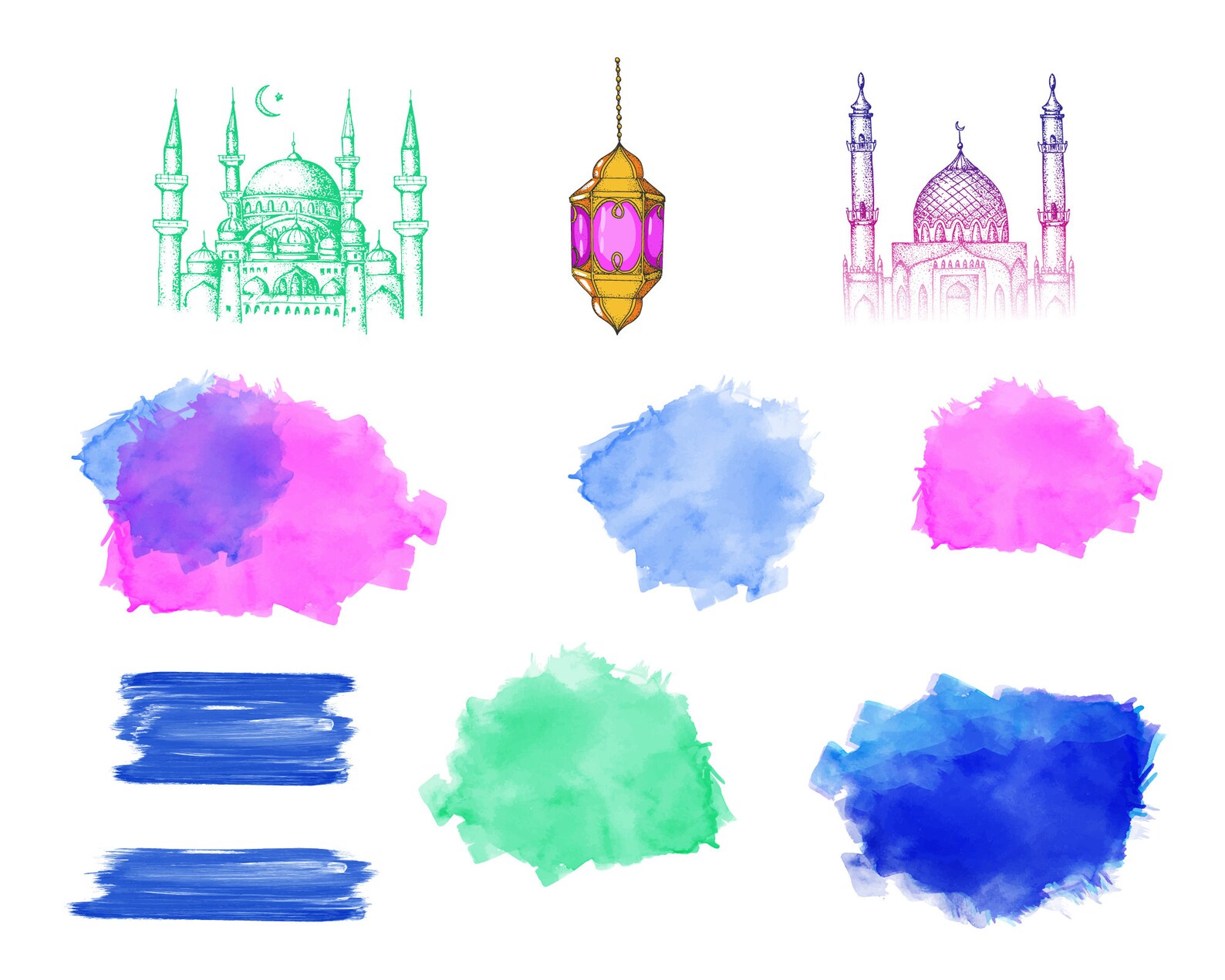 Ramadan decoration watercolor clipart. Ramadan printable hand Etsy