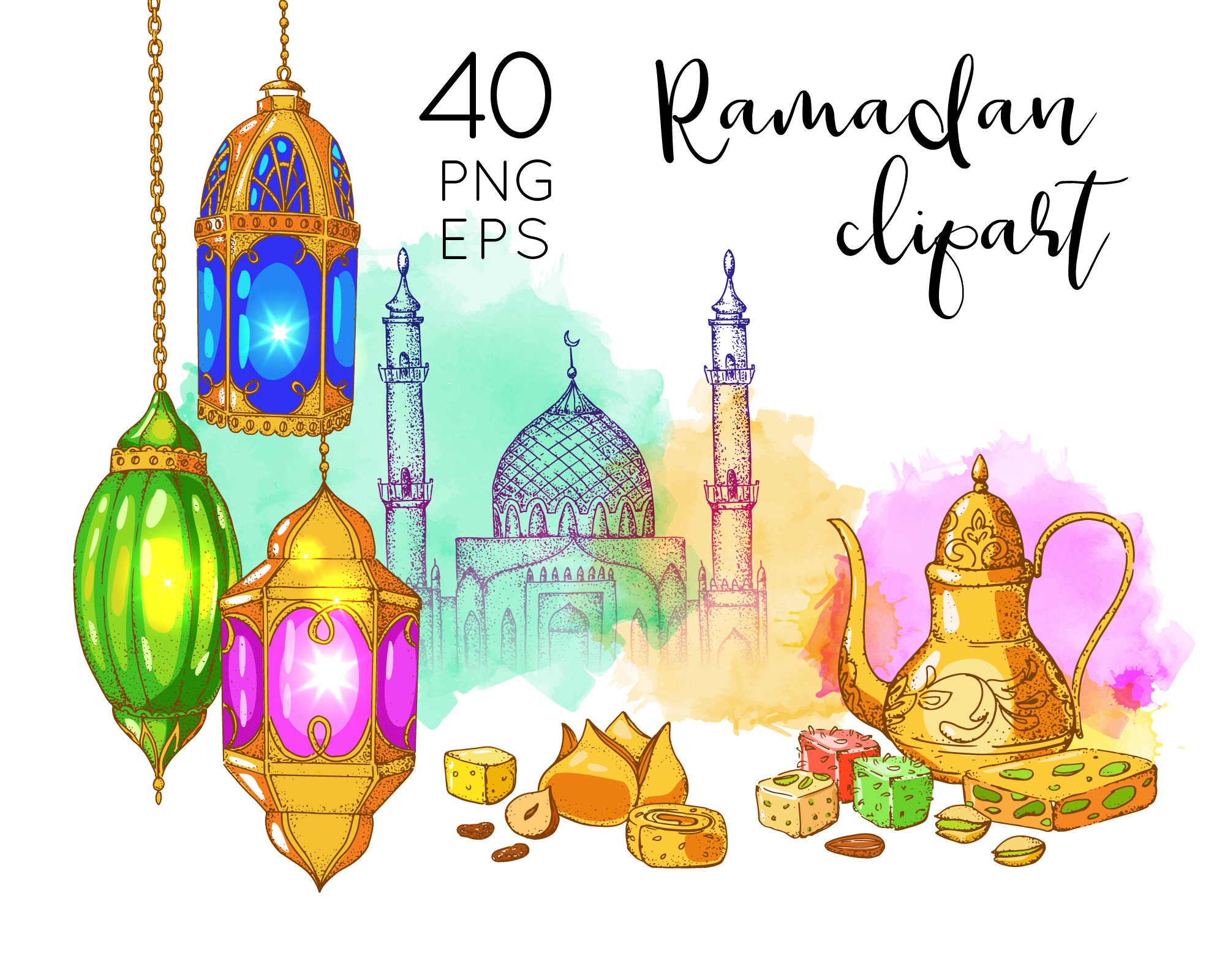 Ramadan decoration. Ramadan printable vector clipart. Ramadan Etsy