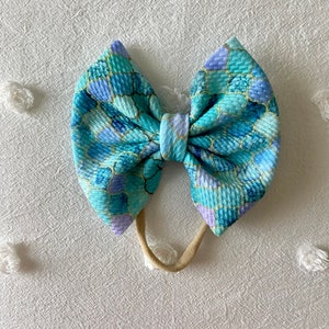 Mermaid Baby Bow, Fish Scales, Bullet Fabric Bow, Hair Clip, Nylon Headband, Birthday Gift For Her, Hair Accessories, Baby Shower Gift