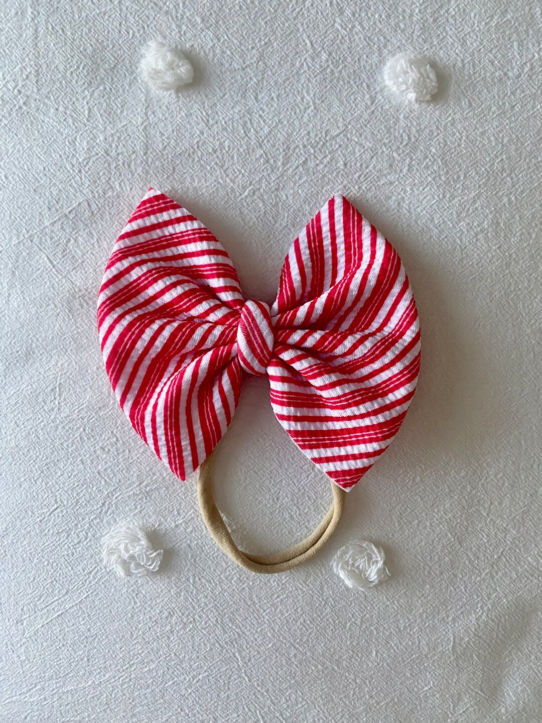 Candy Cane Christmas Bow, Christmas Hair Bow, Red and White Stripe Bow ...