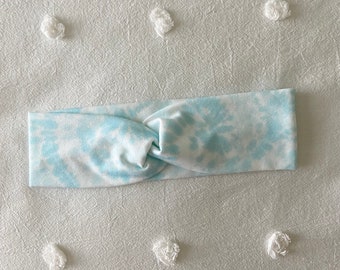 Blue Tie Dye Knotted Headband, Light Blue Headband, Tie Dye Headband, Adult Headband, Knotted Headband, Gift For Her, Headband For Women