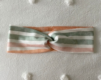 Pastel Knotted Headband, Adult Headband, Teacher Gift, Fall Headband, Striped Headband, Womens Headband