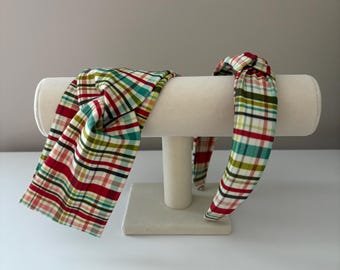 Christmas Plaid Headband - Soft Stretchy, No Slip Headband for Women and Girls