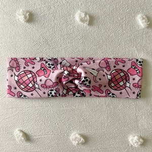 Disco Cowgirl Bachelorette Knotted Headband, Bachelorette Gift, Nash Bash Girl Gift, Rodeo Space Cowgirl, Last Disco Party, Bestfriends Gift
