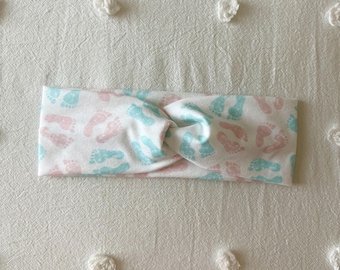 NICU Nurse Headband: Baby Feet Print, Cotton Spandex