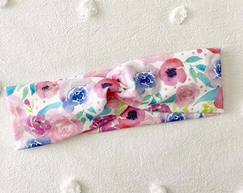 Floral Knotted Headband, Knotted Headband, Flower Headband, Summer Headband, Adult Headband, Teacher Gift, Headband For Women, Gift For Her