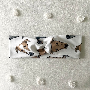 Greyhound Knotted Headband, Dog Lover, Dog Gift, Adult Hair Accessories, Cute Dogs, Pet Lover Gift Guide, Christmas Gift for Dog Mom