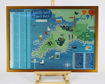 South West Cost Path Scratch Off Travel Map Poster - gift, wall art, free delivery