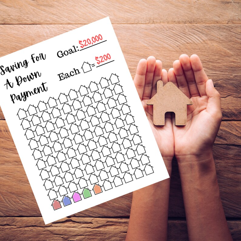 House Down Payment Saving Chart Tracker Progress Chart 100 Etsy