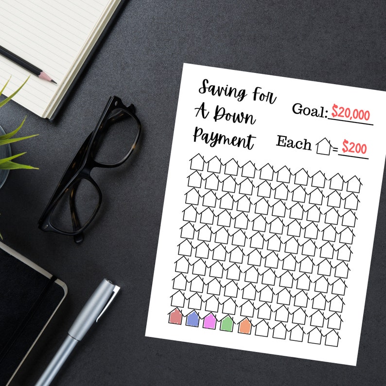 House Down Payment Saving Chart Tracker Progress Chart 100 Etsy