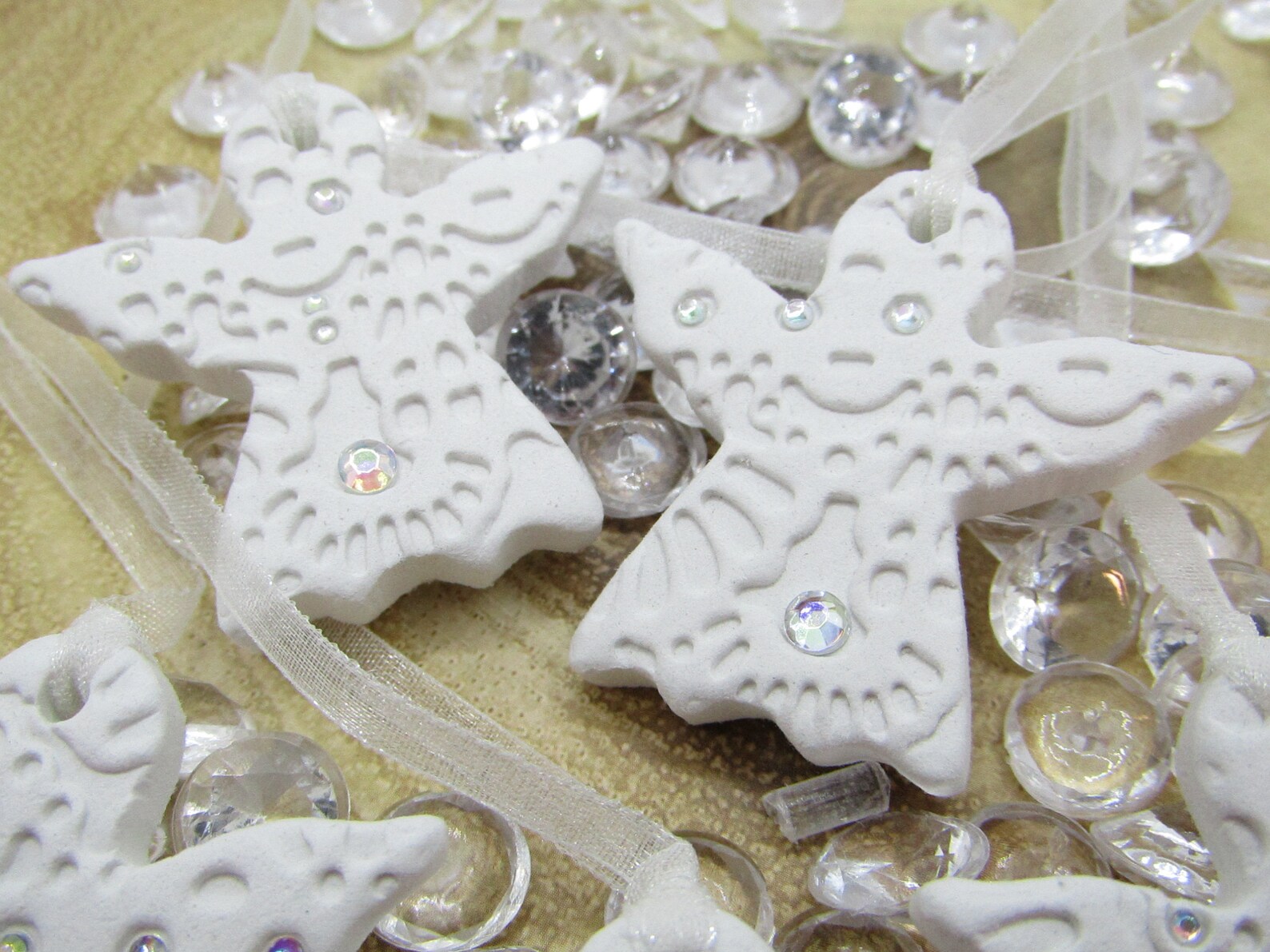 White Christmas Angel Gift Tags Set of Five Sparkly Guardian  Etsy