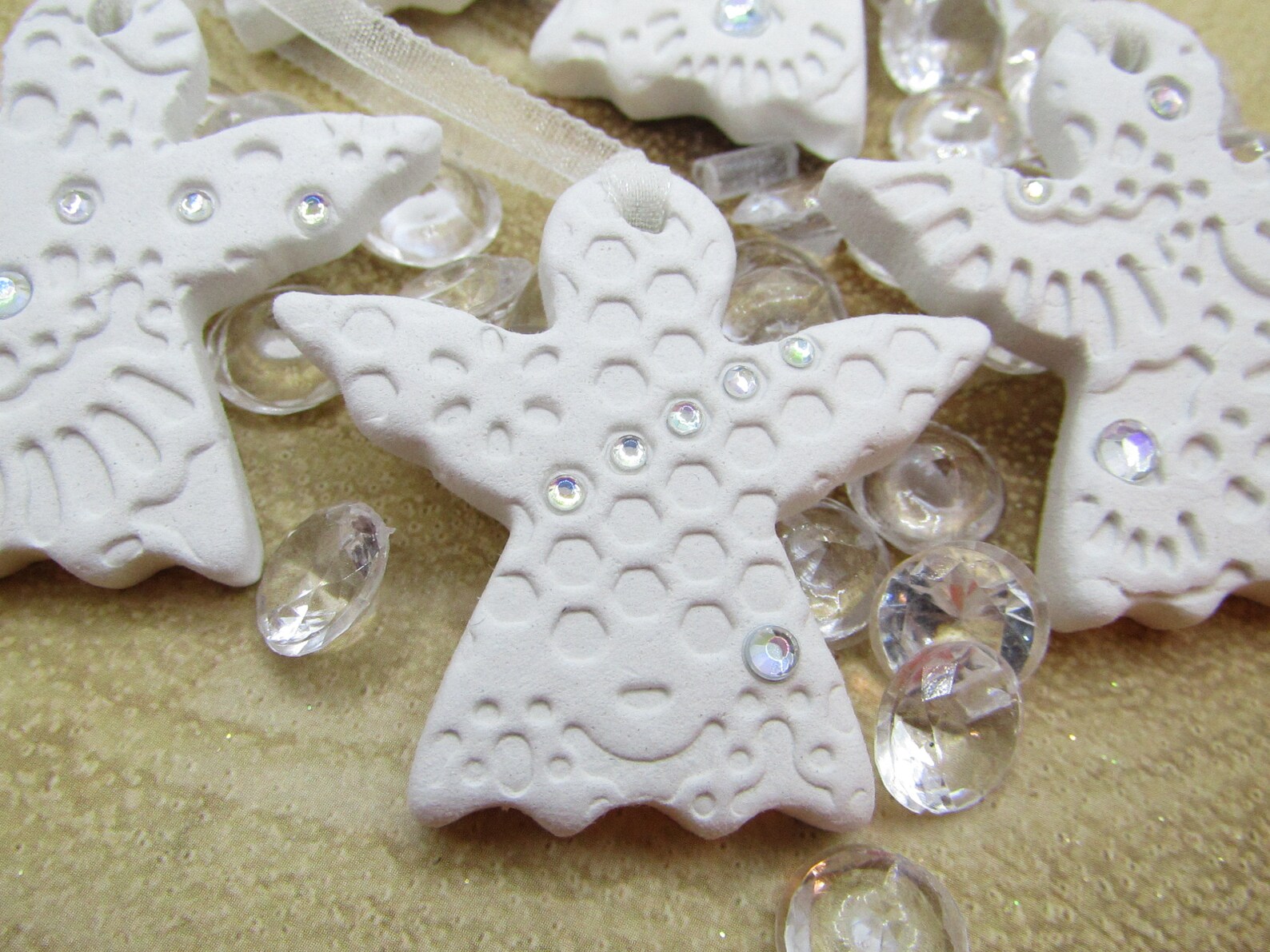 White Christmas Angel Gift Tags Set of Five Sparkly Guardian  Etsy