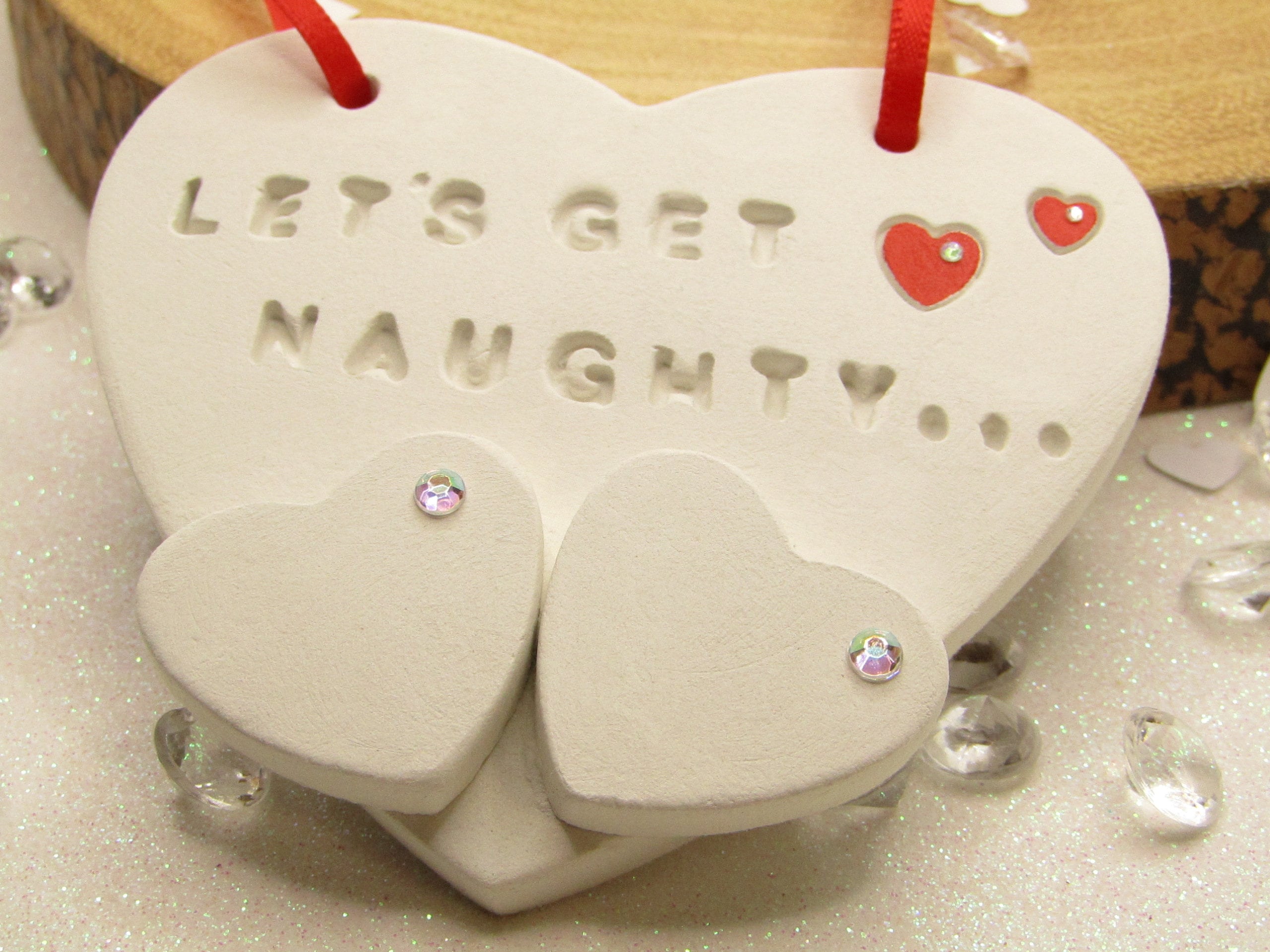 Naughty Gift for Him / Her Let's Get Naughty Heart | Etsy