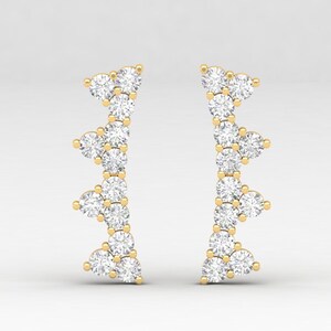 Diamond Ear Climber, Diamond Cartilage Earrings, Diamond Earrings, Ear Crawler, Earrings For Women, Diamond Helix Cartilage, Gift For Her