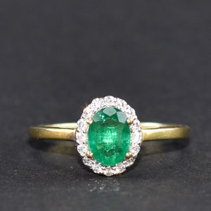Emerald Ring, Emerald Engagement Ring, Dainty Emerald Ring, Birthstone Ring, Emerald Ring With Diamonds, Rings For Women