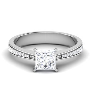 Princess Cut Diamond Ring, Stacking Diamond Engagement Ring, Moissanite Engagement Rings, Gift, Promise Ring, Anniversary Gift, Gift For Her