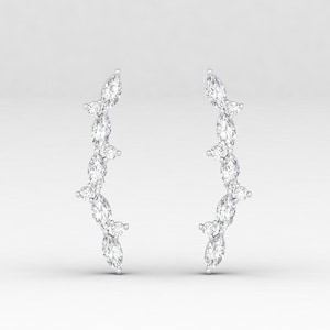 Diamond Earrings, Ear Crawler, Diamond Cartilage Earring, Earring For Women, Diamond Cartilage Earrings, Diamond Studs, Gift for her