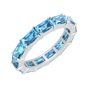 Swiss Blue Topaz Eternity Ring, Topaz Eternity Ring, Swiss Blue Eternity Band, Birthstone Ring, Eternity Band, Stackable Ring, Gift For Her