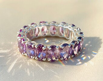 Lavender Sapphire Eternity Ring, Lavender Eternity,  Gift Idea, Eternity Band, Minimalist Ring, Lavender Ring, Eternity Ring, Gift For Her