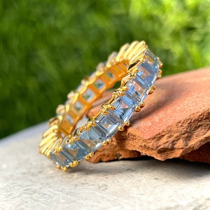Stacking Aquamarine Eternity Band, Dainty Ring, Gift Idea, Eternity Ring, Birthstone Jewelry, Aquamarine Ring, Promise Ring, Gift For Her