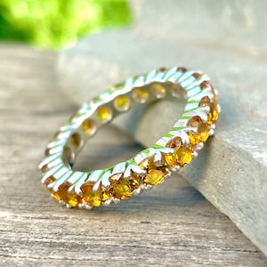 Minimalist Citrine Eternity Ring, Stacking Citrine Ring, Gift Idea, Eternity Ring, Dainty Ring, Promise Ring, Citrine Jewelry, Gift For Her
