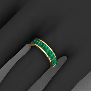 Minimalist Emerald Eternity Band, Gold Ring, Stacking Emerald Band, Gold Promise Ring, Rings For Women