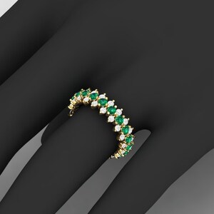 Stacking Emerald Eternity Ring, Gold Ring, Modern Emerald Ring, 14k Yellow Gold Promise Ring, Anniversary Gift