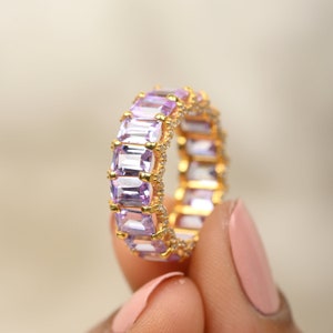 Lavender Eternity Ring, Stacking Lavender Band, Stacking Diamond Ring, Gift Idea, Birthstone Ring, Wedding Band, Eternity Ring, Gift for Her