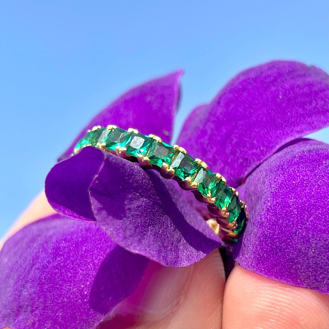 Stacking Emerald Eternity Ring Eternity Band Gift Idea Etsy