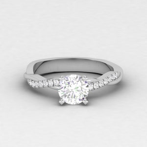 1CT Round Moissanite Engagement Ring, Solitaire Ring, Rings for Women, Anniversary Gift, Moissanite Ring, 18K Gold Plated, Gift for her
