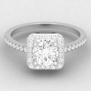 1CT Halo Moissanite Engagement Ring, Rings for Women, Anniversary Gift, Moissanite Ring, Gift for her
