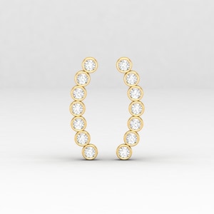 Diamond Ear Climber, Diamond Earrings, Cartilage Earrings, Ear Crawler, Diamond Studs, Earring Climber, Wedding Earrings, Gift For Her