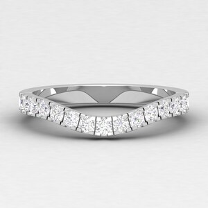 Moissanite 1/2CT Half Eternity, Curved Band Ring, Rings For Women, Anniversary gift, Gift for Women, Sterling Silver Ring