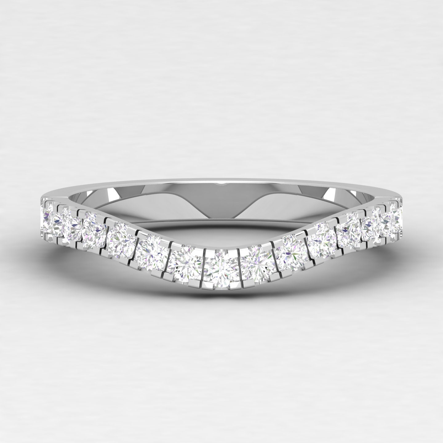 Moissanite 1/2CT Half Eternity, Curved Band Ring, Rings For Women, Anniversary gift, Gift for Women, Sterling Silver Ring
