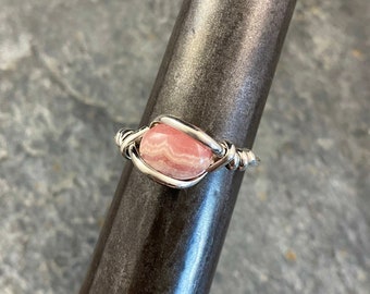 Rhodochrosite & Sterling Silver Ring ~ Custom Handmade Ring with Pink Gemstone ~ Unique Hawai'i Jewelry