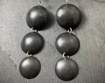 Handmade Recycled Sterling Silver Bold Dangle Black Earrings ~ Custom Jewelry Made in Hawai'i
